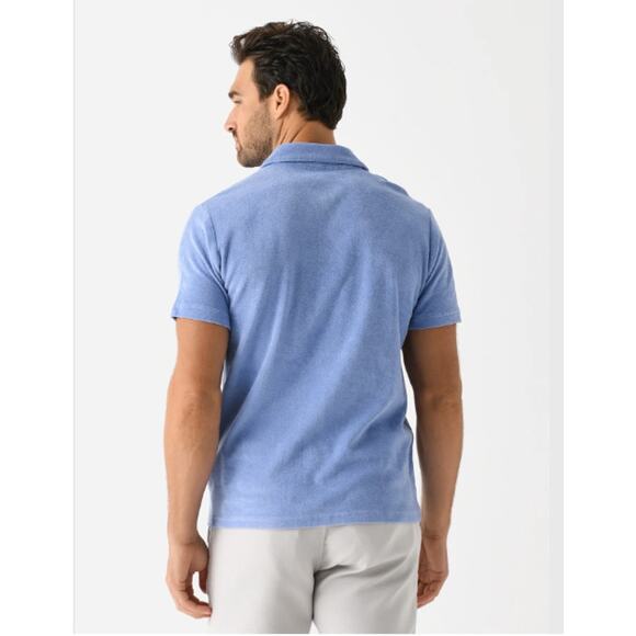 Criquet Terry Cloth Button Up Shirt Light Blue NWT Resort Retro Golf Style - Picture 3 of 8